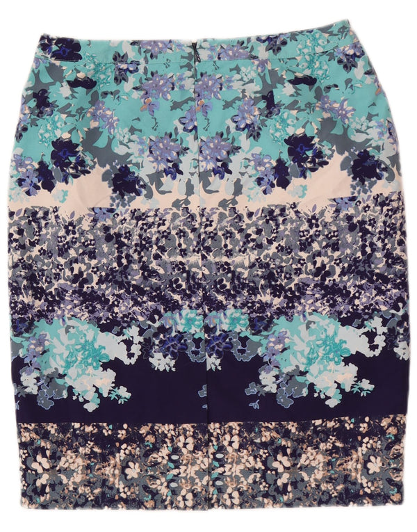 Laura Ashley Womens Pencil Skirt UK 12 Medium W32 Blue Floral Polyester