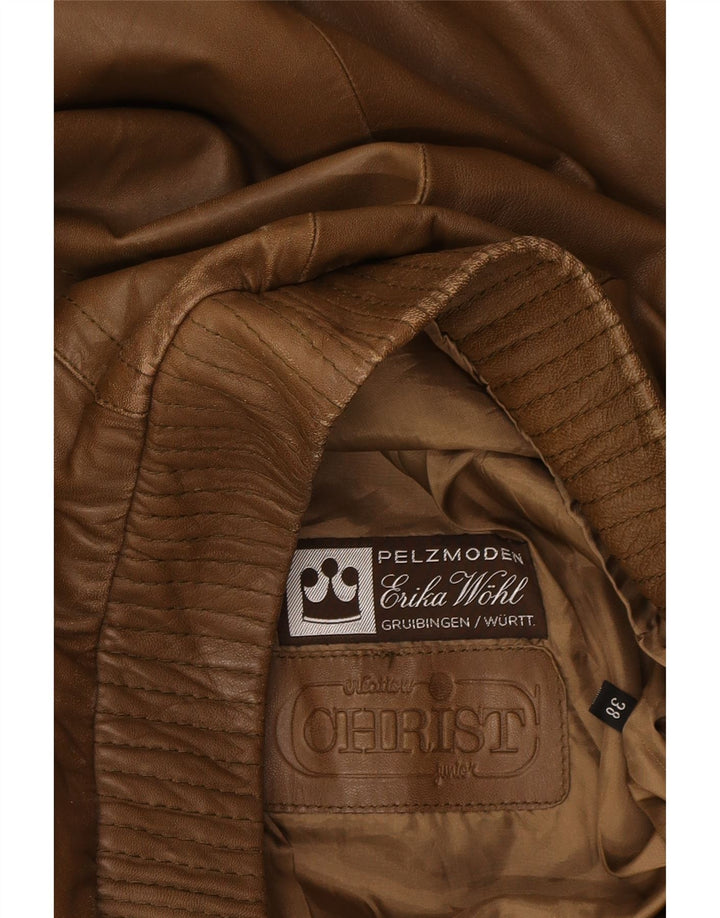CHRIST Womens Leather Bomber Jacket EU 38 Medium Brown Vintage Christ and Second-Hand Christ from Messina Hembry 