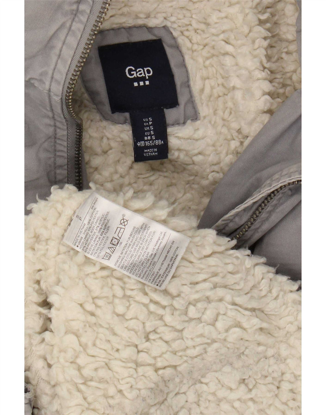 Gap Dame Hooded Parka Jacket UK 10 Small Grey Bomuld