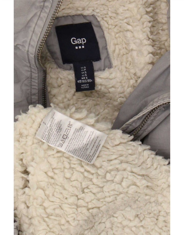 Gap Dame Hooded Parka Jacket UK 10 Small Grey Bomuld