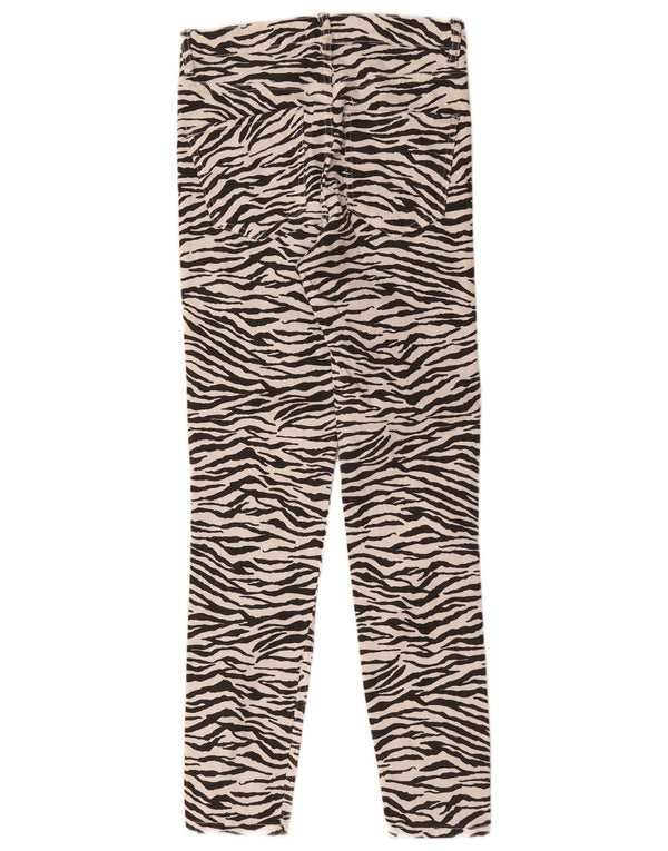 Zara Dame Trafaluc Slim Jeans EU 38 Small W28 L28 White Animal Print