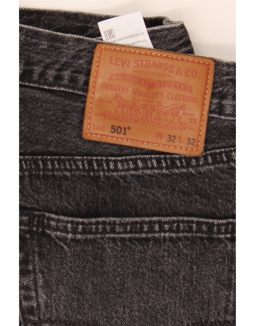 LEVI'S Herre 501 Straight Jeans W32 L32 Grå Bomuld