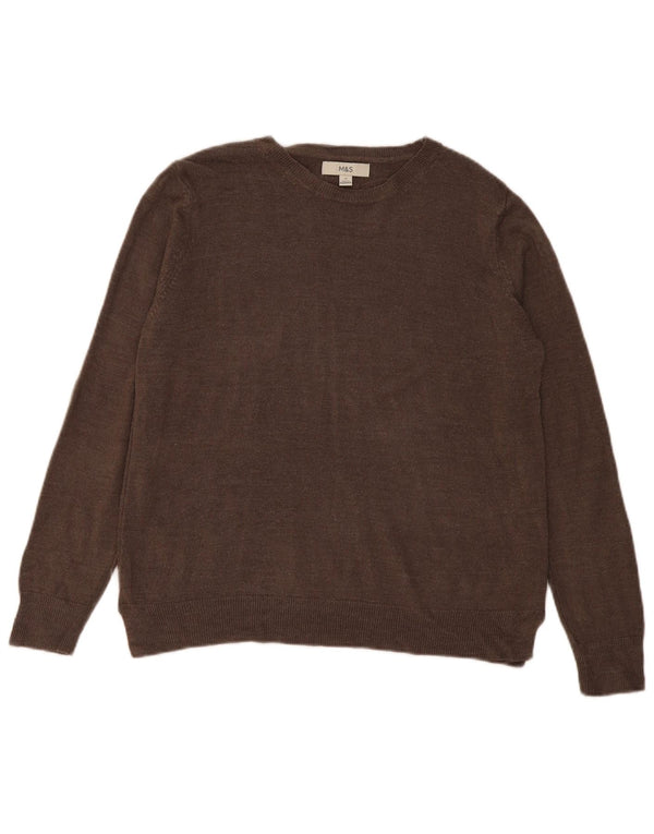 Marks & Spencer Dame Boat Neck Jumper Sweater UK 14 Stor Brun Akryl