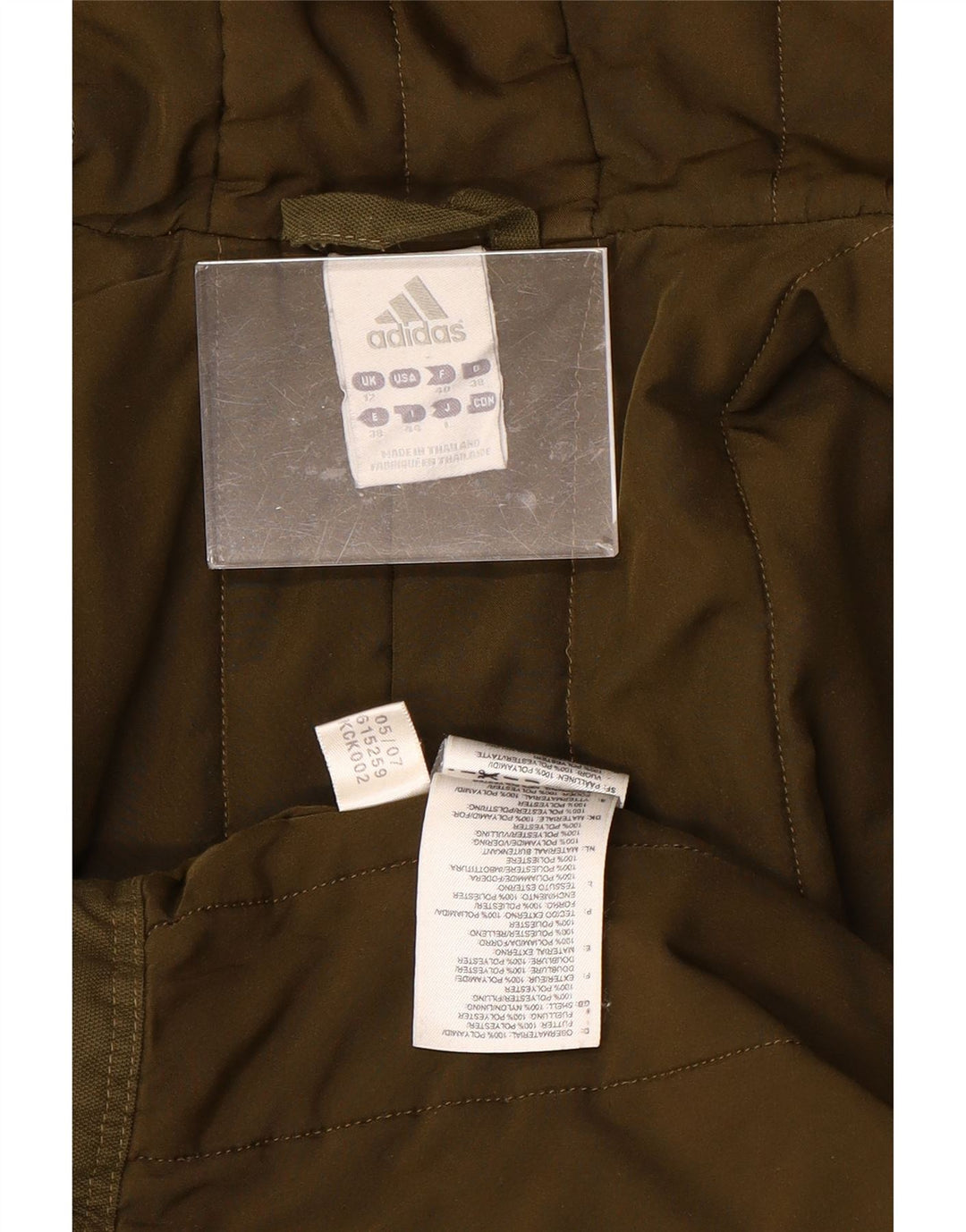 ADIDAS hættefrakke til kvinder UK 12 Medium Khaki Polyester