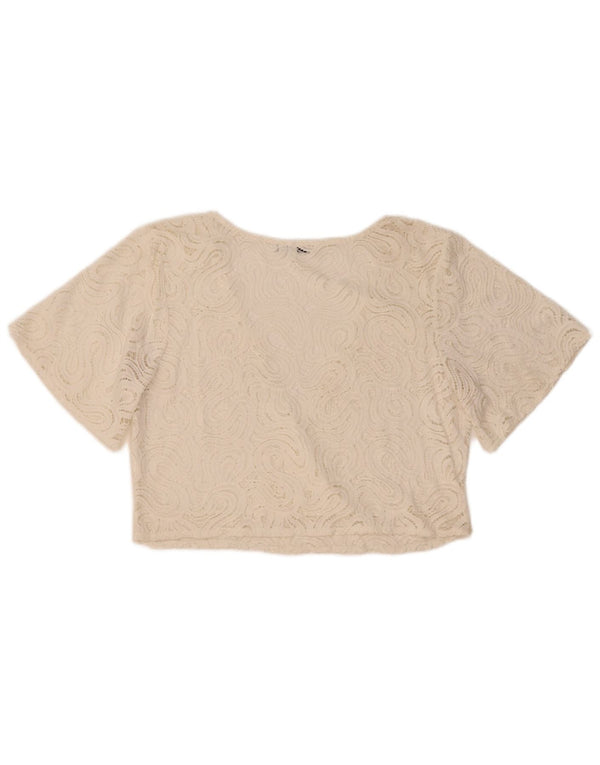 Zara Dame Blonde Crop Top UK 16 Large White