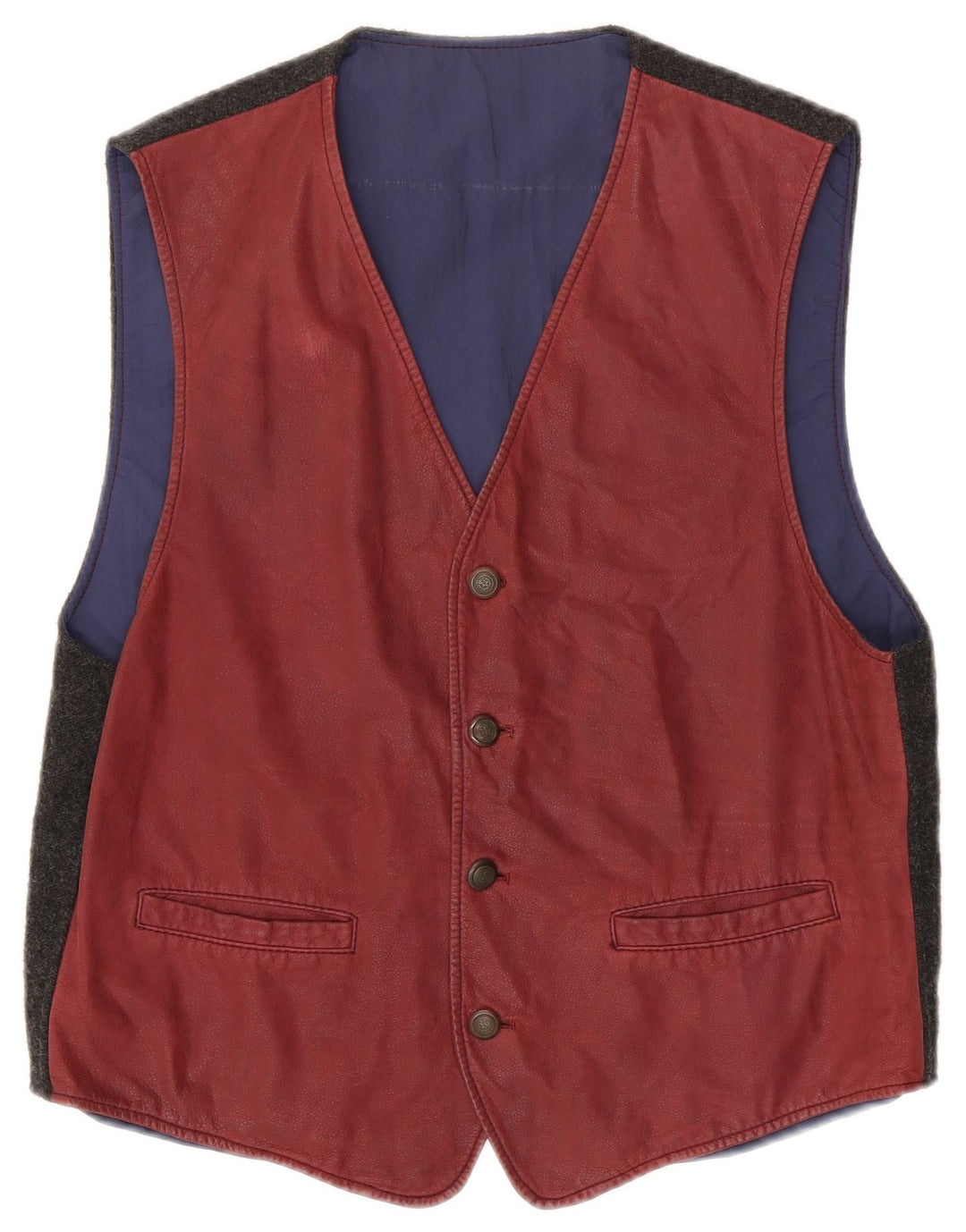 Vintage vest til mænd Medium Maroon Colourblock