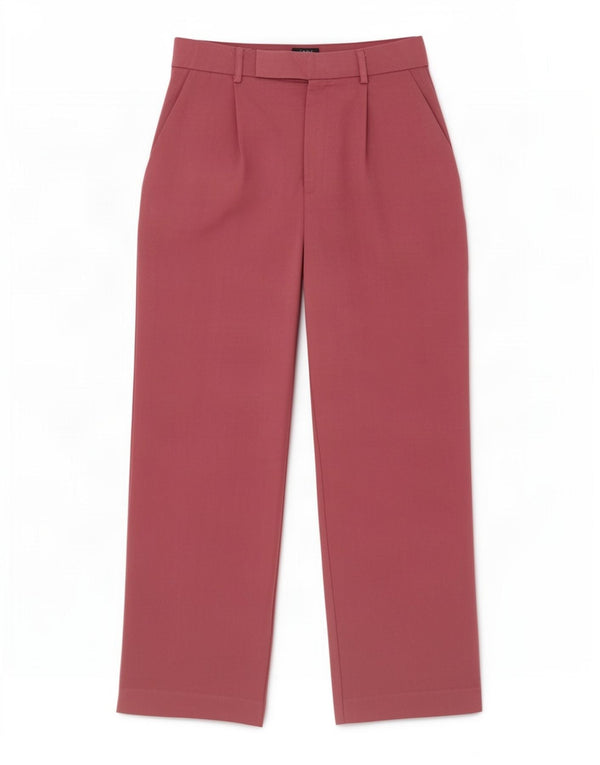 Zara Dame Højtaljede Loose Fit Suit Bukser Small W26 L28 Maroon