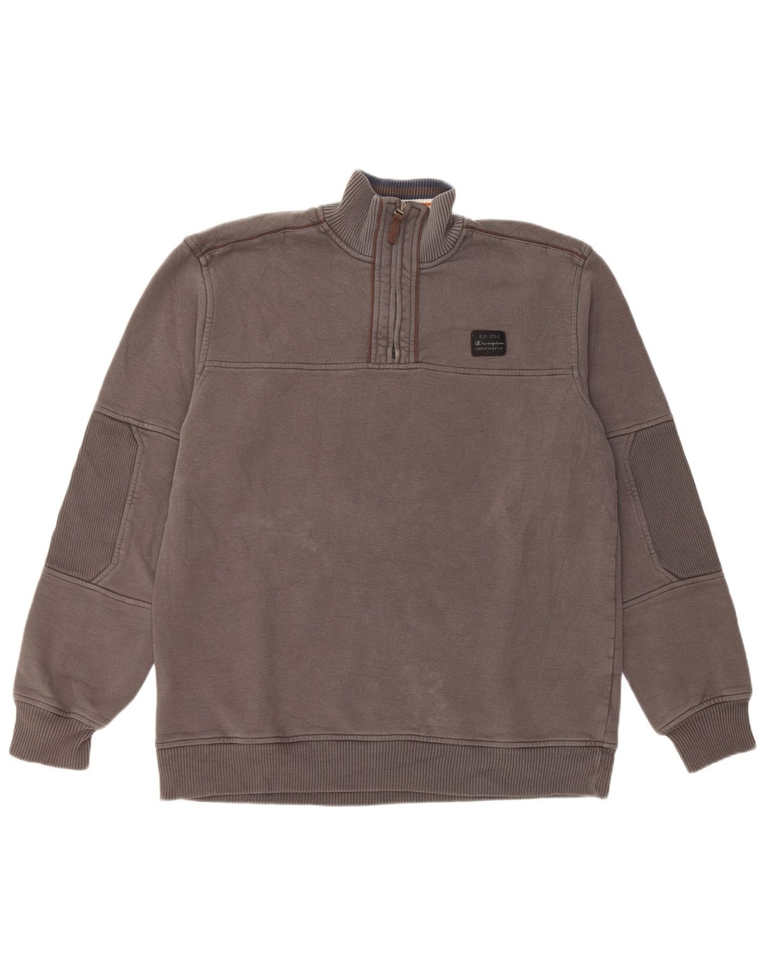 Champion Herre Zip Neck Sweatshirt Jumper 2XL Grå Bomuld