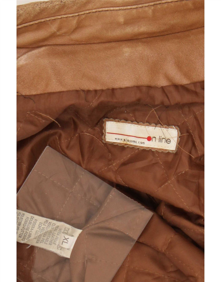 Vintage læderjakke til kvinder UK 18 XL Beige
