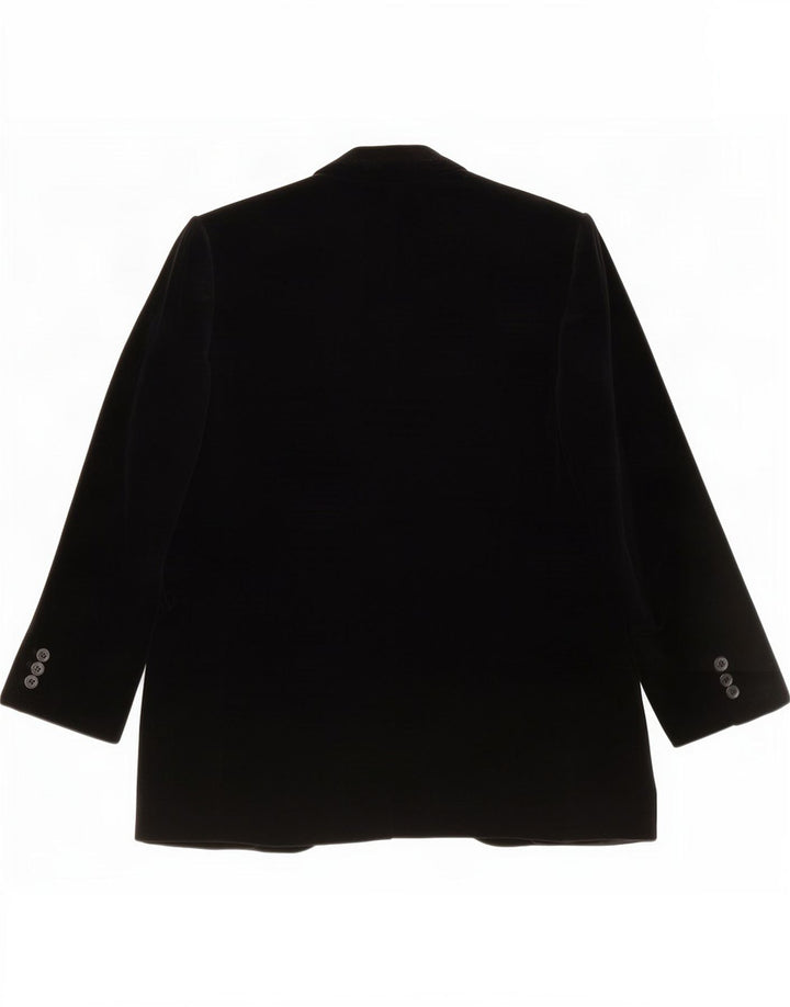 Vintage Herre Velvet 1 Knap Blazer Jacket UK 38 Medium Sort Bomuld