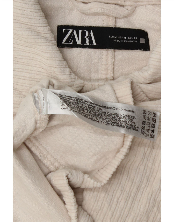 Zara Damefløjlsjakke UK 14 Medium White Bomuld