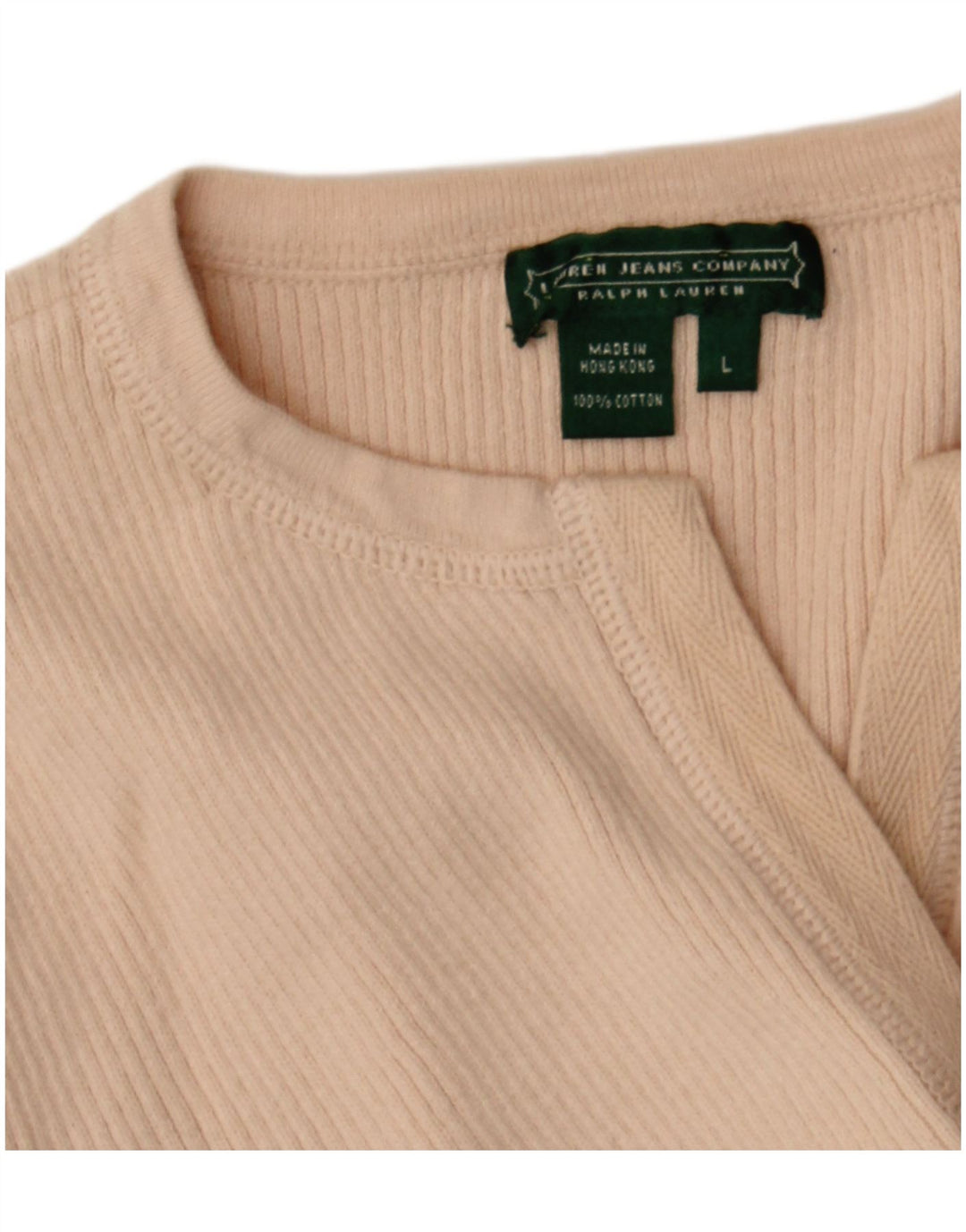 RALPH LAUREN Dame 3/4-ærmet V-hals sweater UK 14 Large Beige