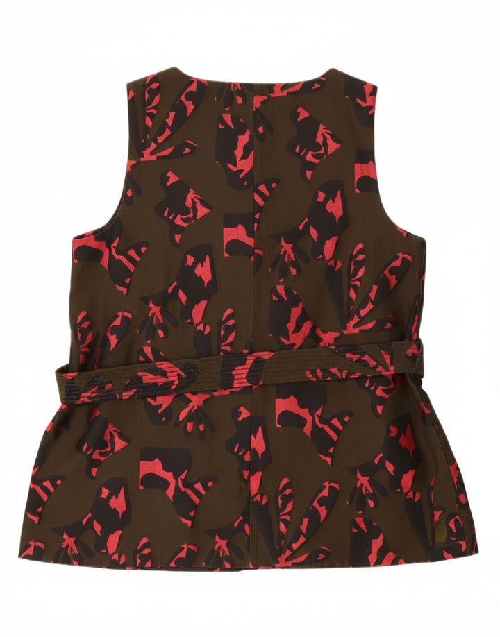 BANANREPUBLIK Kvinder abstrakt mønster bluse Top UK 14 Medium Khaki