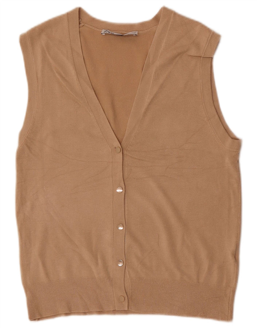 Zara ærmeløs cardigantrøje til kvinder UK 10 Small Beige