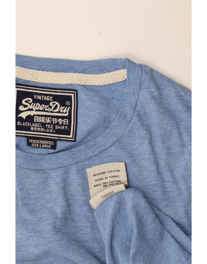 Superdry T-shirt top til mænd, stor blå flækket bomuld