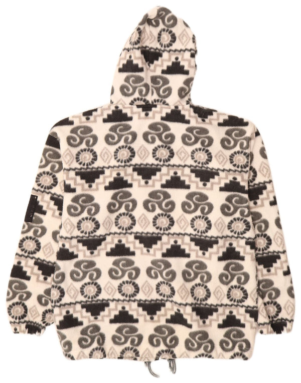 KNOCK OUT Dame hættejakke i fleece UK 14 Medium Hvid Geometrisk