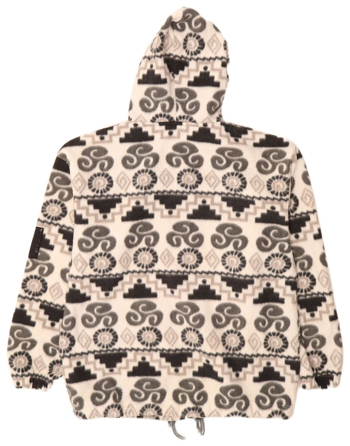 KNOCK OUT Dame hættejakke i fleece UK 14 Medium Hvid Geometrisk