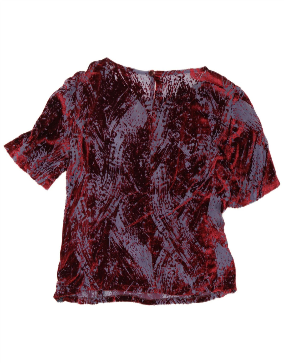Vintage kvinders abstrakt mønster bluse Top IT 46 Large Burgundy Viscose