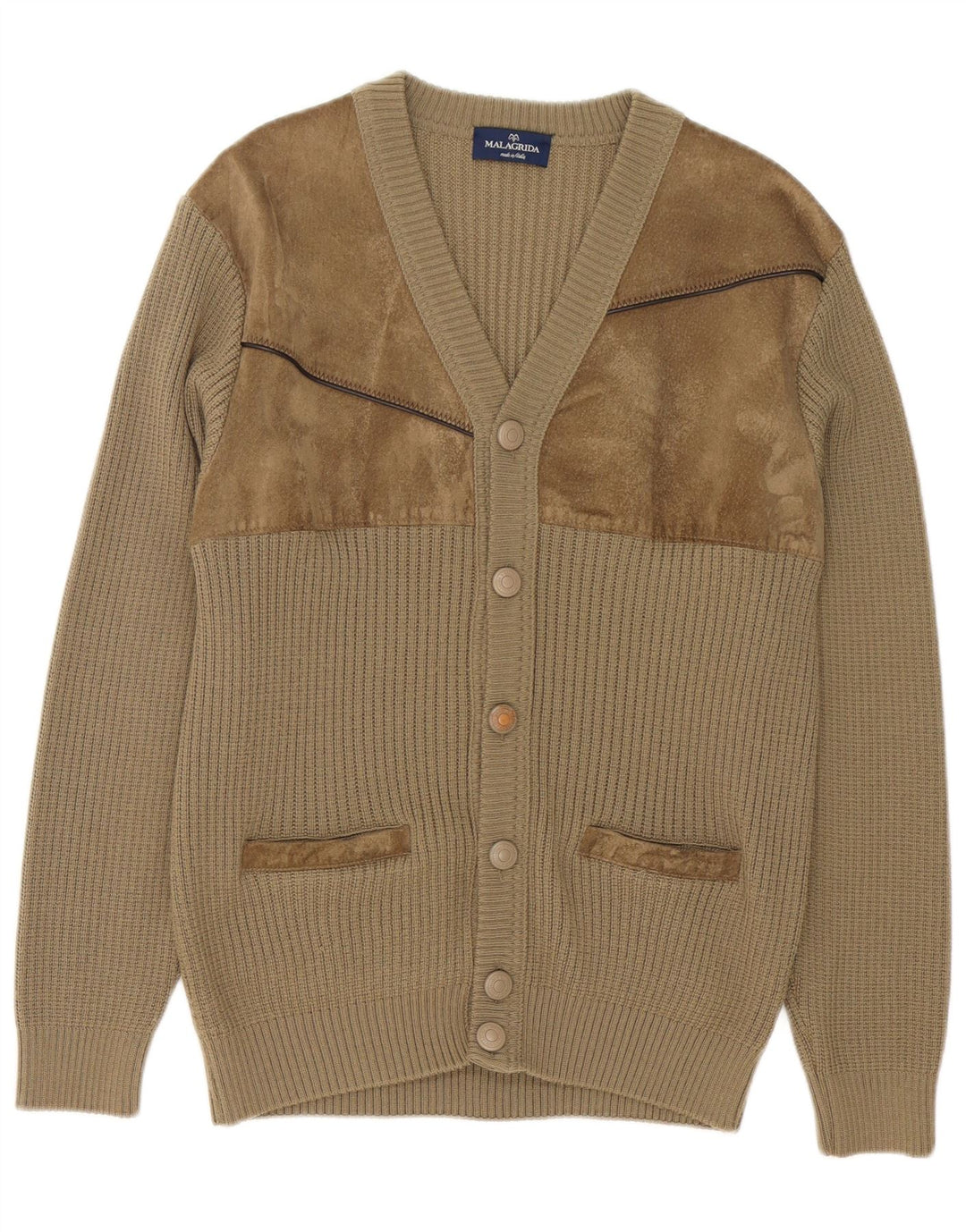 Malagrida Herre Cardigan Sweater Stor Beige Uld