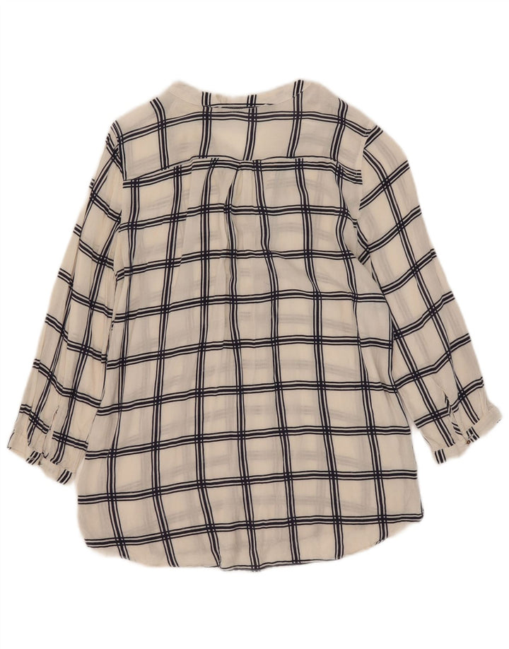 Zara Dame 3/4 ærmet bluse Top UK 6 XS Hvid ternet