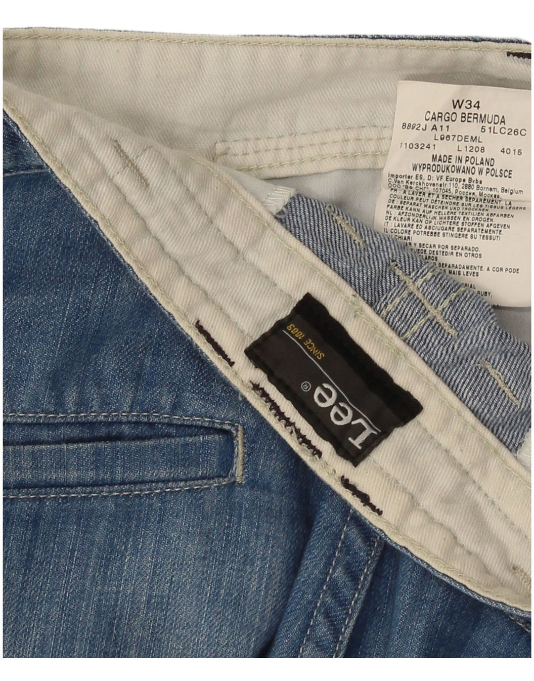 Lee Herre Bermuda Cargo Shorts W34 store blå bomuld