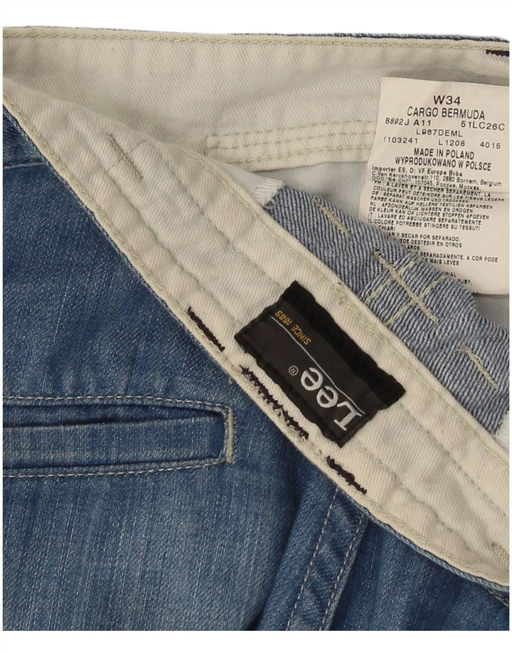 Lee Herre Bermuda Cargo Shorts W34 store blå bomuld