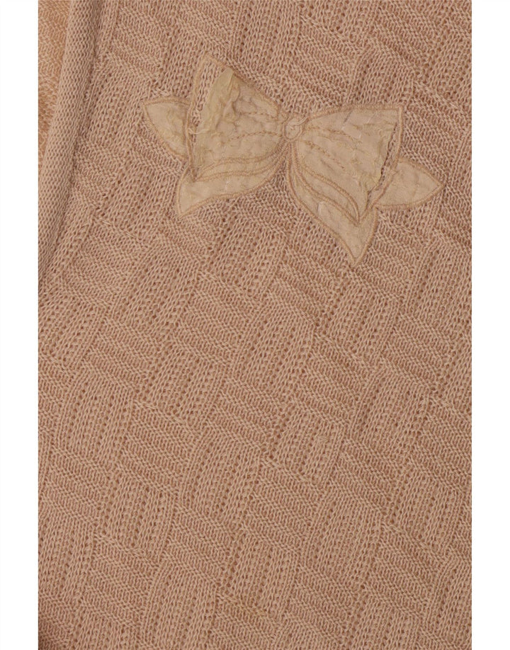 C & A Womens Batwing V-Neck Jumper Sweater EU 42 Large Beige Acrylic