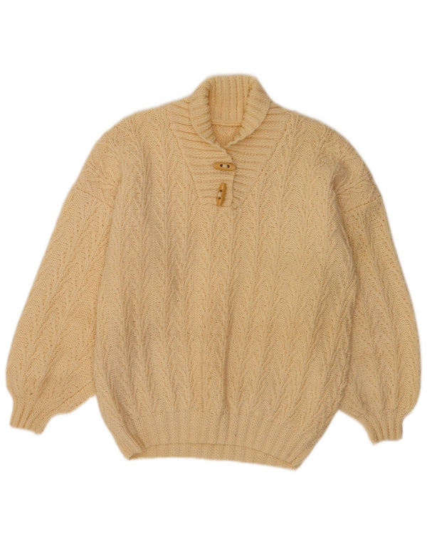 Vintage Dame Shawl Neck Jumper Sweater UK 14 Large Off White