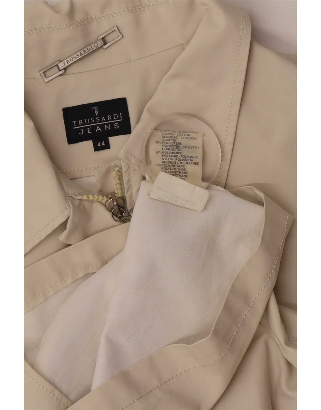Trussardi Jeans Dame Bomber Jacket IT 44 Medium Beige Bomuld