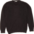 MARKS & SPENCER Boys V-Neck Jumper Sweater 13-14 Years Black Cotton Vintage Marks & Spencer and Second-Hand Marks & Spencer from Messina Hembry 