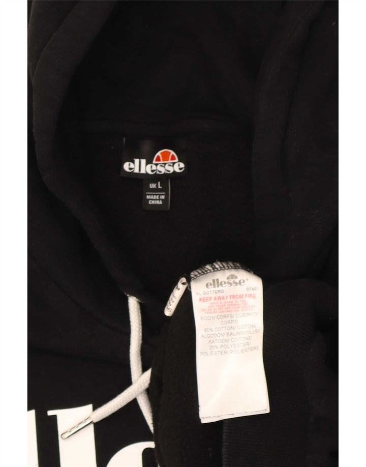 Ellesse Herre grafisk hættetrøje Jumper Stor sort bomuld