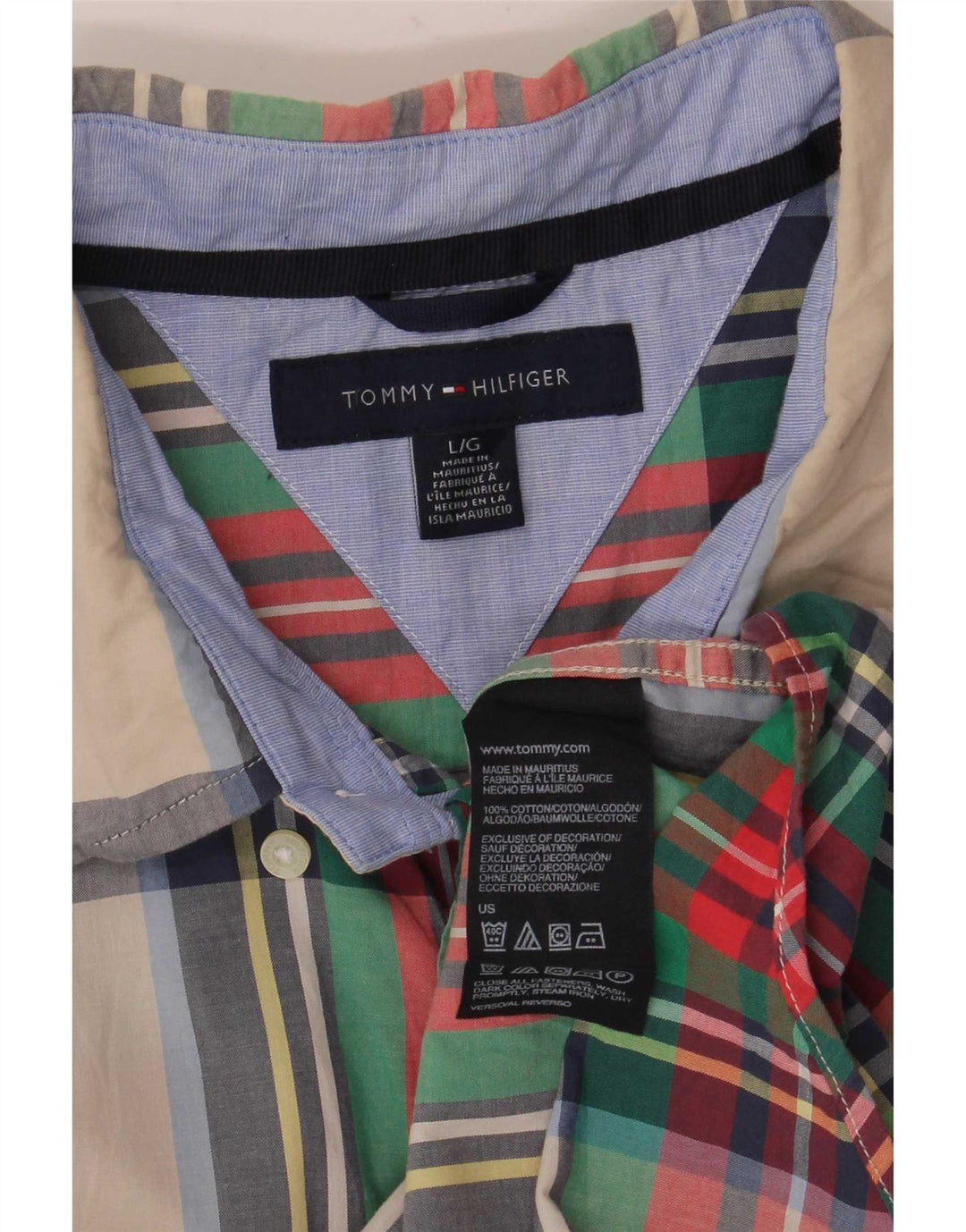 Tommy Hilfiger Herreskjorte Stor flerfarvet ternet bomuld