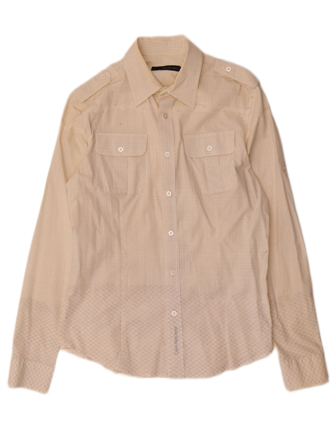 Calvin Klein Jeans Herreskjorte Medium Off White Ternet bomuld