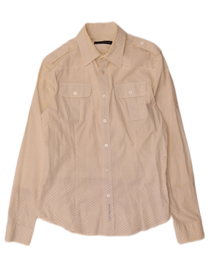 Calvin Klein Jeans Herreskjorte Medium Off White Ternet bomuld