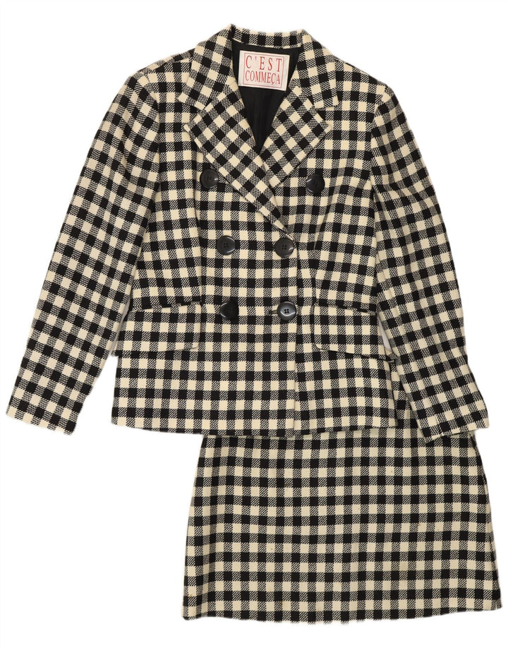 C'EST COMMECA Dame 2-delt nederdel Sæt UK 14 Medium W30 Black Gingham