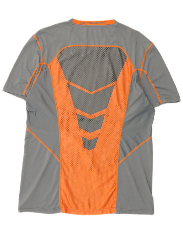 Nike Mens Dri Fit T-Shirt Top Large Grey Colourblock Polyester