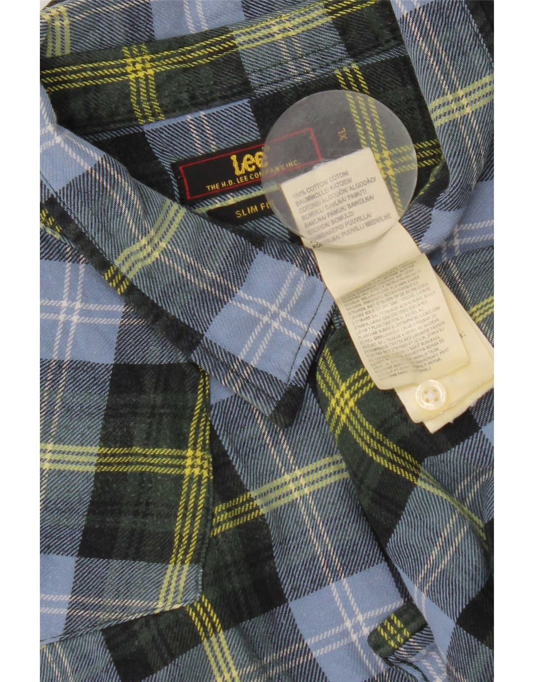 Lee Herre Slim Fit Flanellskjorte XL Blå Ternet Bomuld