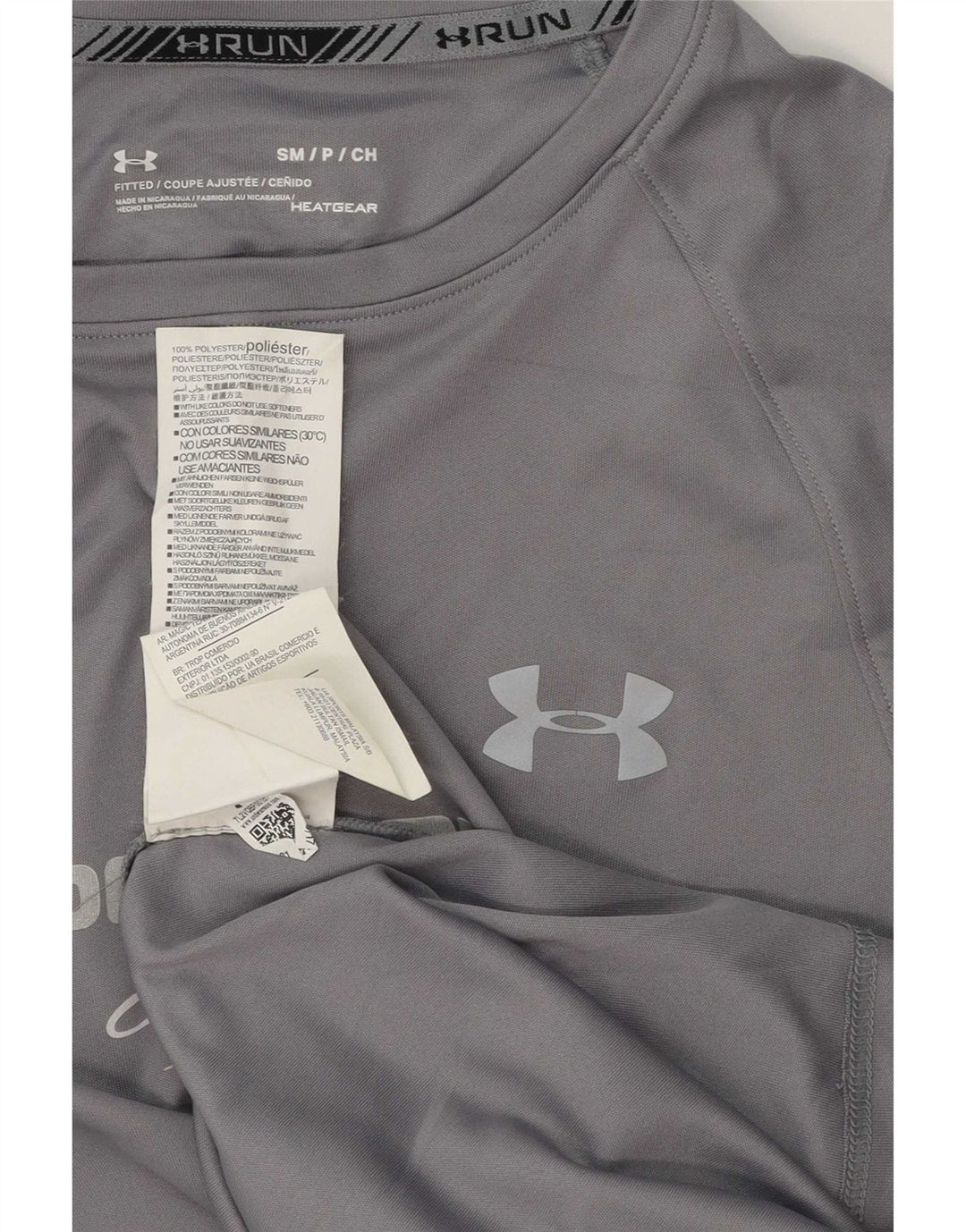 Under Armour Herre Heat Gear Grafisk T-Shirt Top Lille Grå Polyester