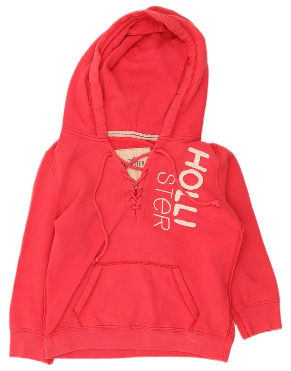 Hollister piger 3/4-ærmet grafisk hættetrøje trøje 11-12 år Large Pink
