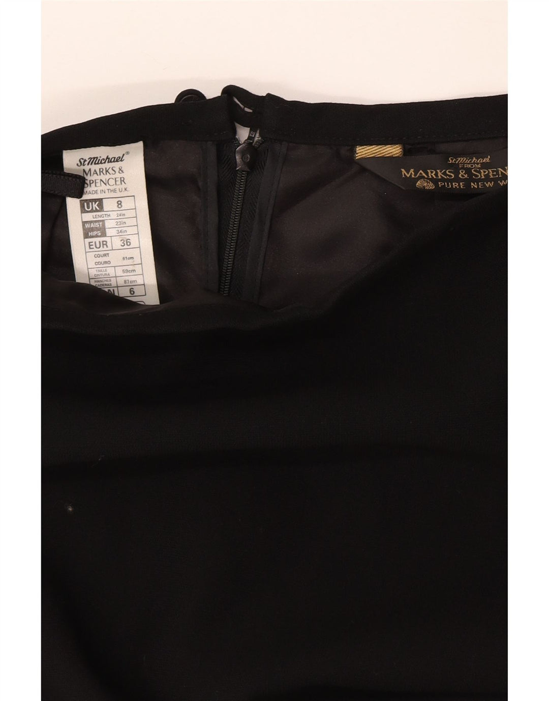Marks & Spencer Dame St. Michael Pencil Skirt UK 8 Small W26 Black