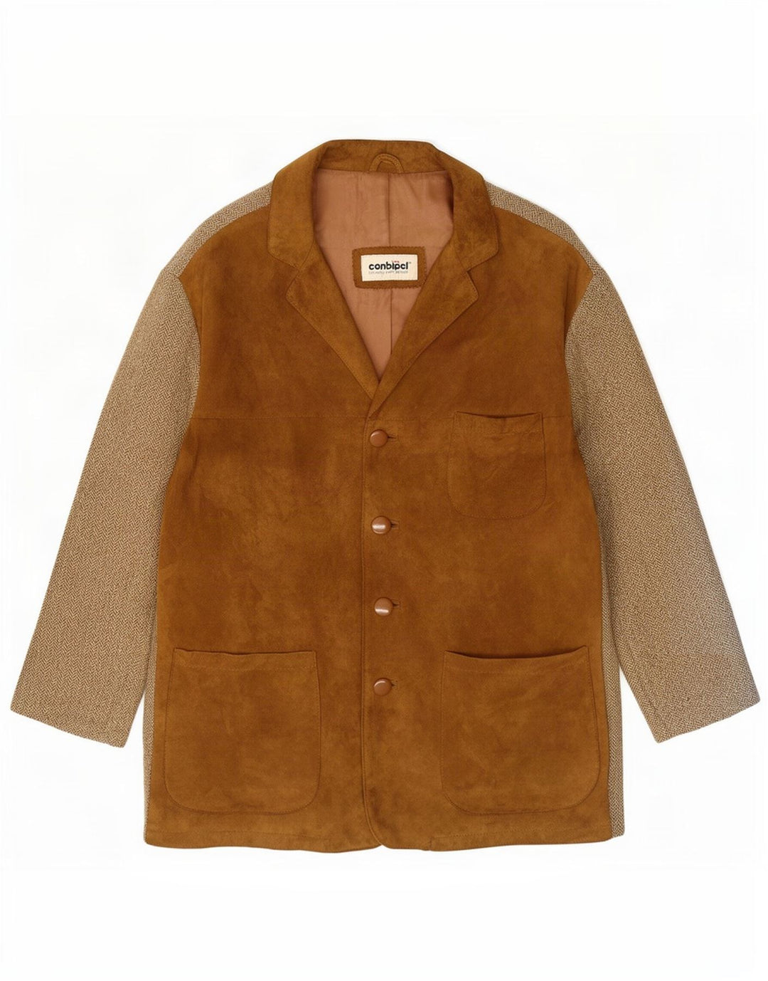 Conbipel Dame Ruskindsjakke IT 42 Medium Beige Sildebenslæder