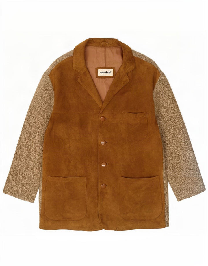 Conbipel Dame Ruskindsjakke IT 42 Medium Beige Sildebenslæder