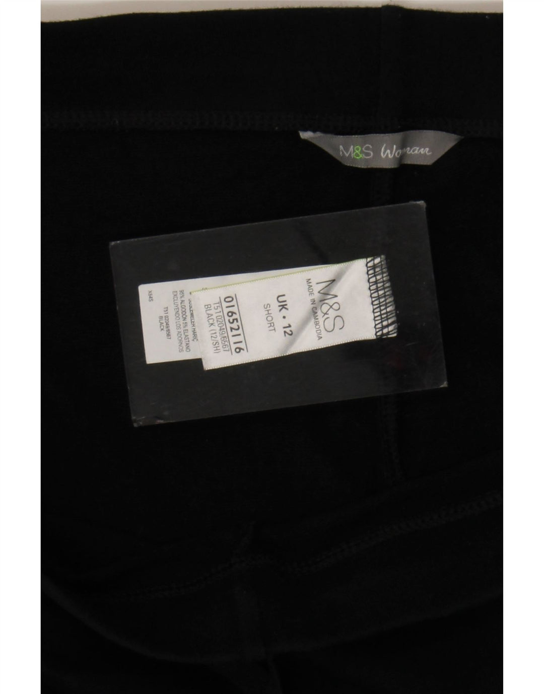 Marks & Spencer Dame Capri Træningsdragt Bukser UK 12 Medium Sort Bomuld