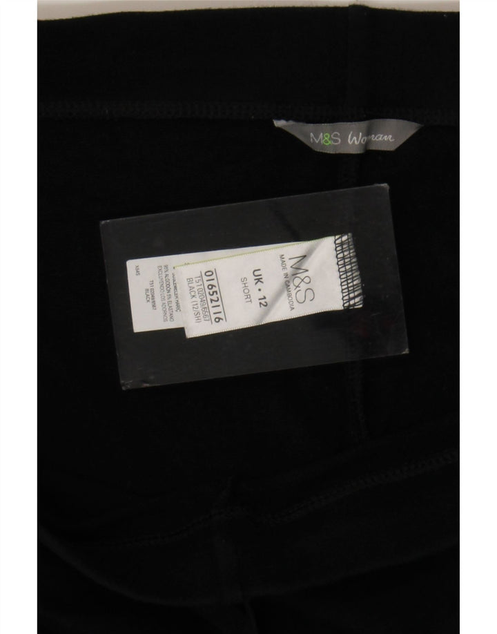 Marks & Spencer Dame Capri Træningsdragt Bukser UK 12 Medium Sort Bomuld