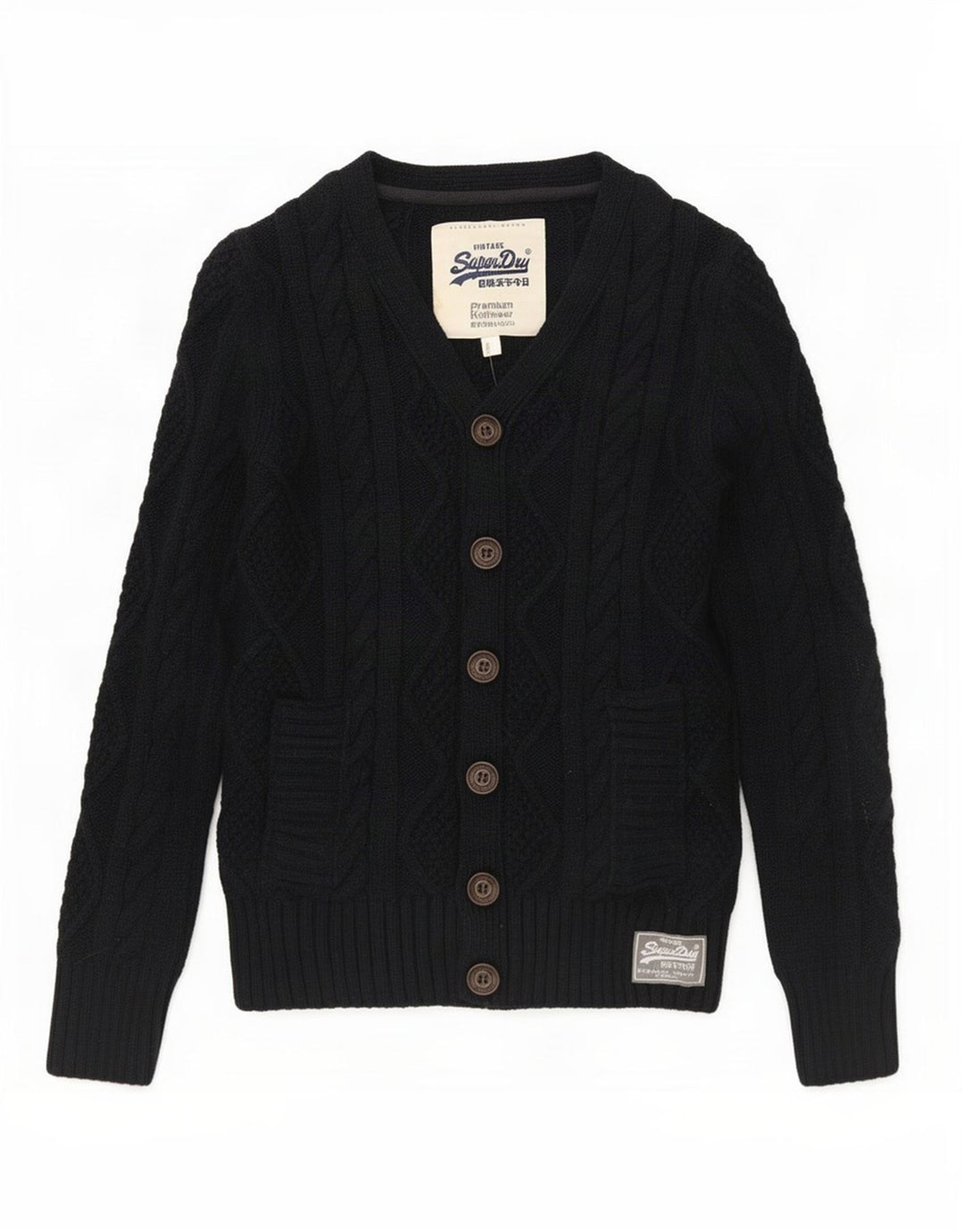 Superdry cardigantrøje til mænd Medium marineblå flækket polyester