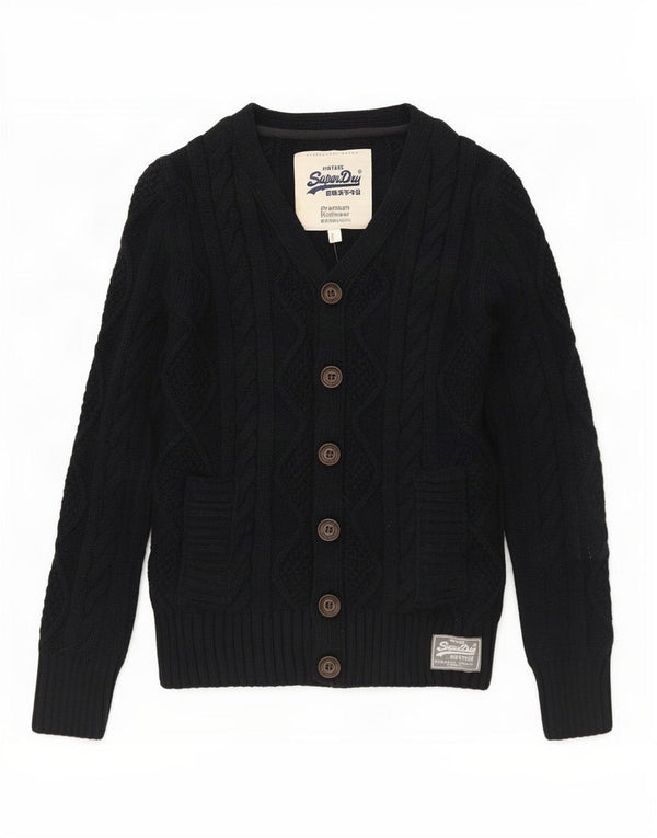 Superdry cardigantrøje til mænd Medium marineblå flækket polyester