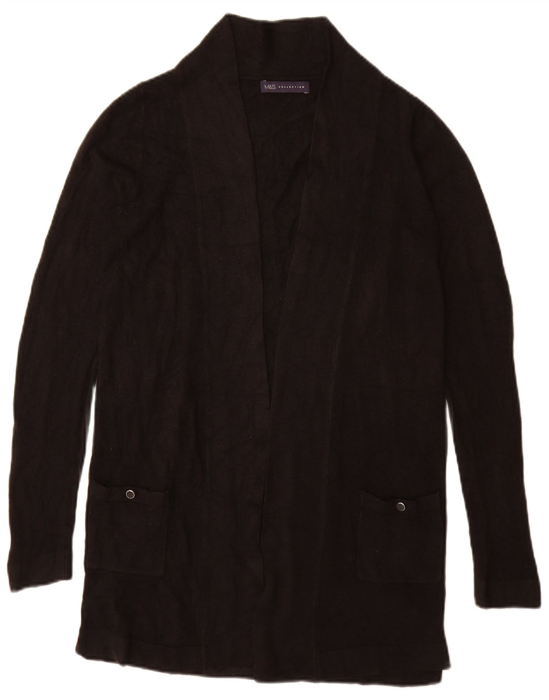 Marks & Spencer Womens Longline Open Cardigan Sweater UK 8 Small Black