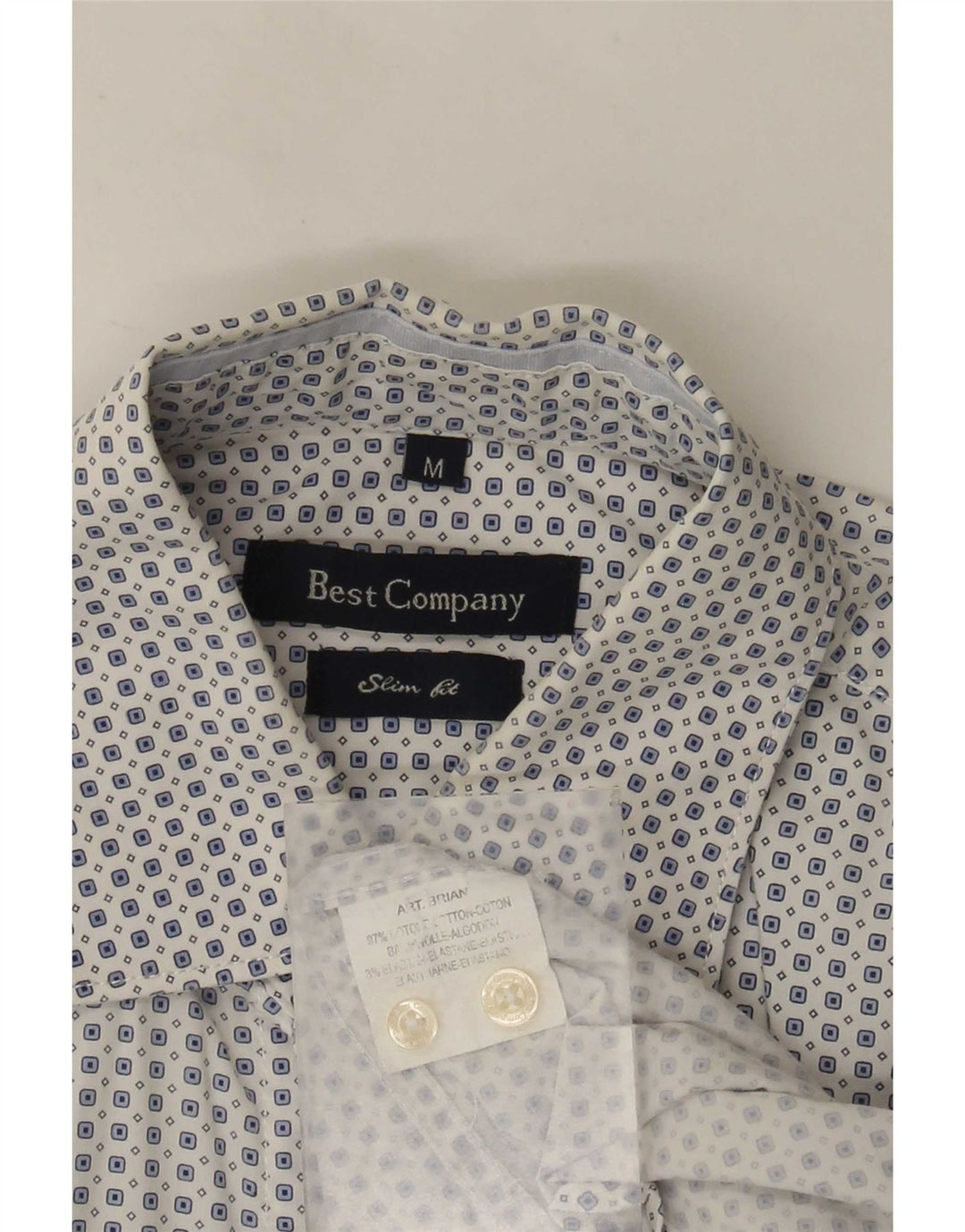 Bedste firma herre Slim Fit skjorte Medium hvid plettet bomuld