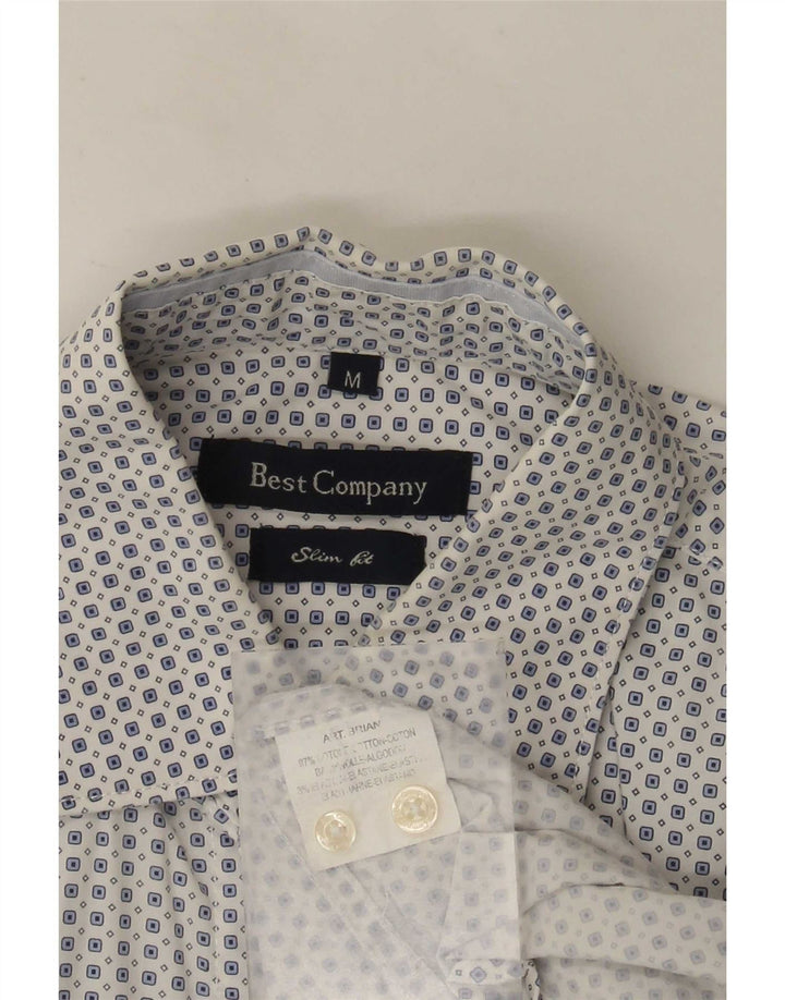 Bedste firma herre Slim Fit skjorte Medium hvid plettet bomuld