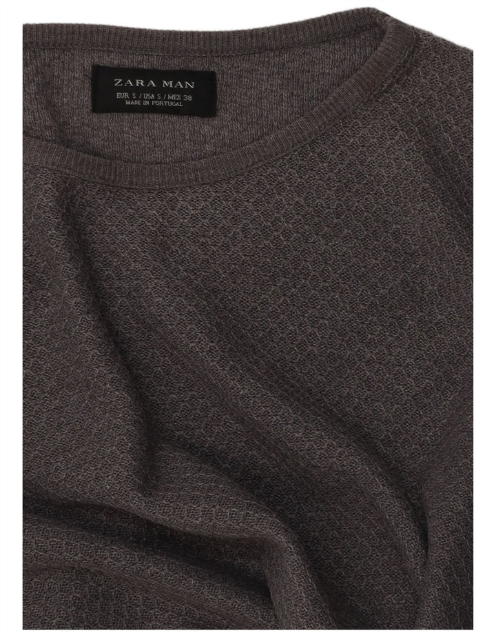 Zara Herre Boat Neck Jumper Sweater Lille Grå